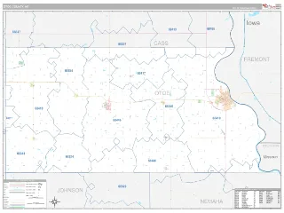 Otoe County, NE Classic style ZIP Code wall map