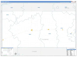 Perkins County, NE Business Reference style ZIP Code wall map