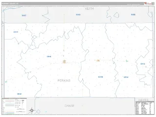 Perkins County, NE Classic style ZIP Code wall map