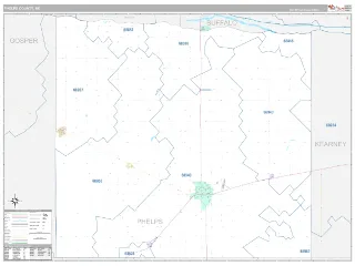 Phelps County, NE Classic style ZIP Code wall map