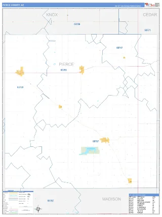 Pierce County, NE Business Reference style ZIP Code wall map