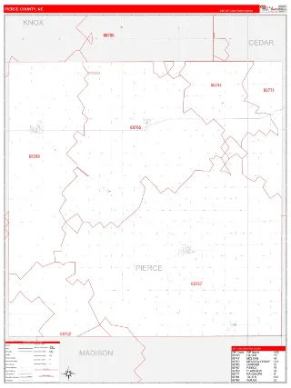 Pierce County, NE RedLine style ZIP Code wall map