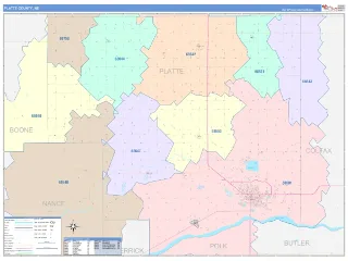Platte County, NE ColorCast style ZIP Code wall map