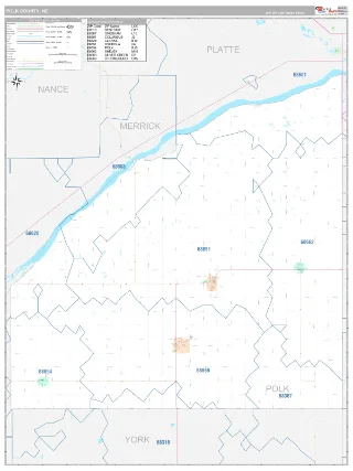 Polk County, NE Classic style ZIP Code wall map