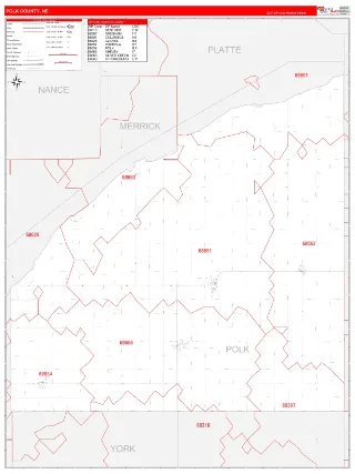 Polk County, NE RedLine style ZIP Code wall map