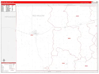 Red Willow County, NE RedLine style ZIP Code wall map