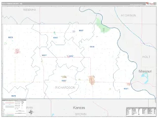 Richardson County, NE Classic style ZIP Code wall map