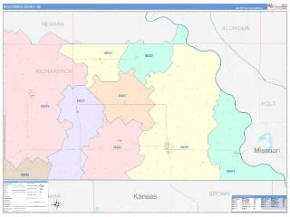 Richardson County, NE ColorCast style ZIP Code wall map