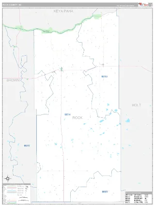 Rock County, NE Classic style ZIP Code wall map