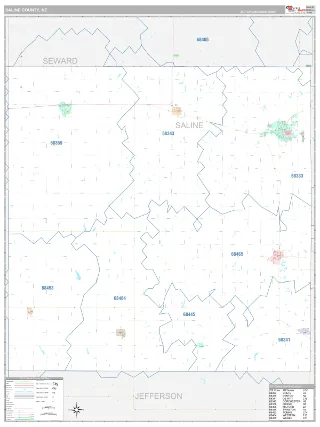 Saline County, NE Classic style ZIP Code wall map