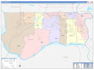 Sarpy County, NE ColorCast style ZIP Code wall map