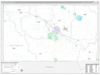 Scotts Bluff County, NE Classic style ZIP Code wall map
