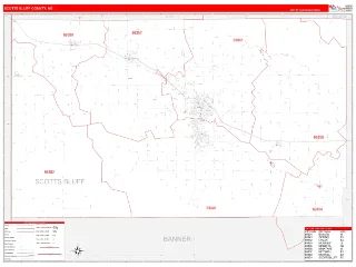 Scotts Bluff County, NE RedLine style ZIP Code wall map