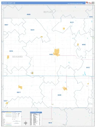 Seward County, NE Business Reference style ZIP Code wall map