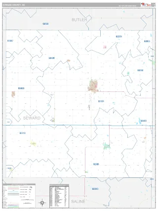 Seward County, NE Classic style ZIP Code wall map