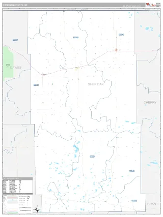Sheridan County, NE Classic style ZIP Code wall map
