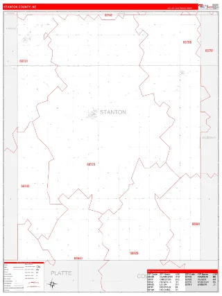 Stanton County, NE RedLine style ZIP Code wall map
