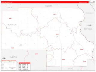 Thurston County, NE RedLine style ZIP Code wall map