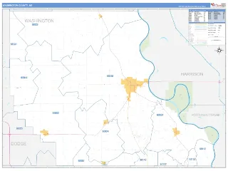 Washington County, NE Business Reference style ZIP Code wall map