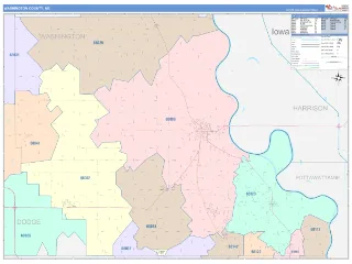 Washington County, NE ColorCast style ZIP Code wall map