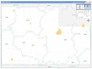 Wayne County, NE Business Reference style ZIP Code wall map