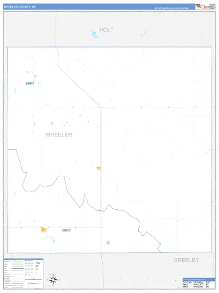 Wheeler County, NE Business Reference style ZIP Code wall map