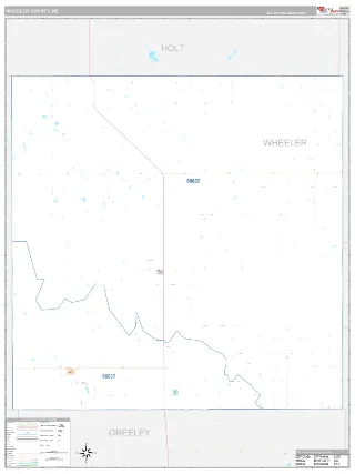 Wheeler County, NE Classic style ZIP Code wall map