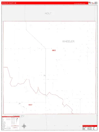 Wheeler County, NE RedLine style ZIP Code wall map