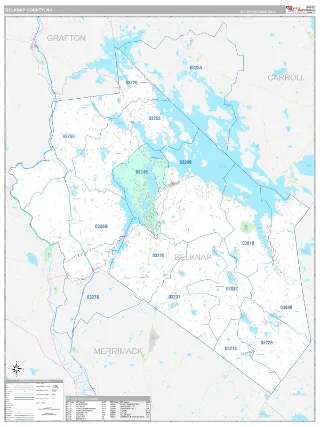 Belknap County, NH Classic style ZIP Code wall map