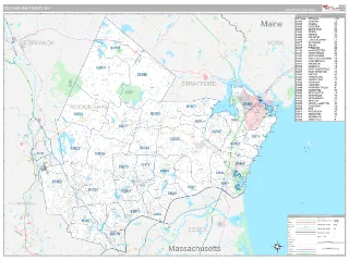 Rockingham County, NH Classic style ZIP Code wall map