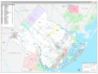 Atlantic County, NJ Classic style ZIP Code wall map