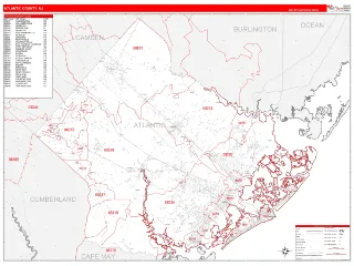 Atlantic County, NJ RedLine style ZIP Code wall map
