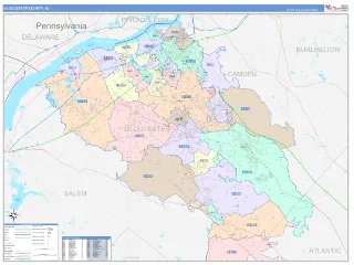 Gloucester County, NJ ColorCast style ZIP Code wall map