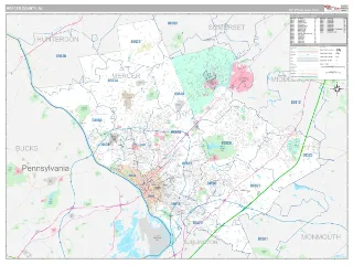 Mercer County, NJ Classic style ZIP Code wall map