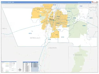 Bernalillo County, NM Business Reference style ZIP Code wall map