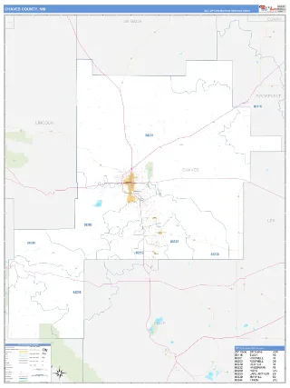 Chaves County, NM Business Reference style ZIP Code wall map