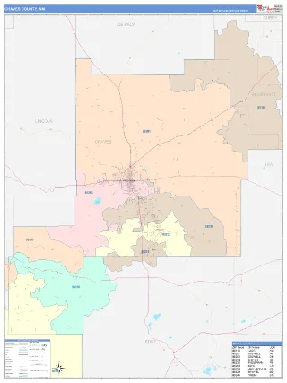 Chaves County, NM ColorCast style ZIP Code wall map