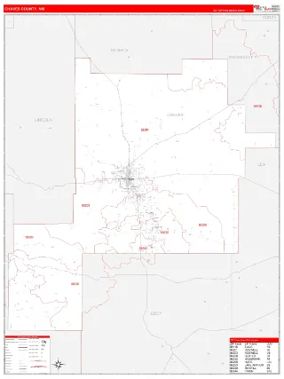 Chaves County, NM RedLine style ZIP Code wall map