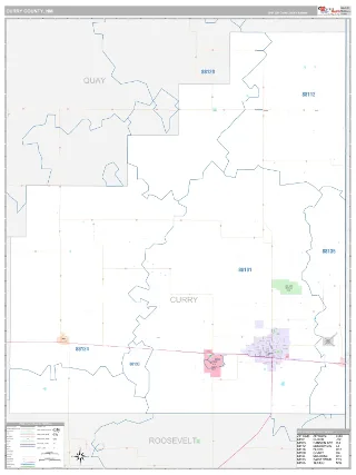 Curry County, NM Classic style ZIP Code wall map