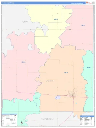 Curry County, NM ColorCast style ZIP Code wall map