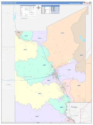 Dona Ana County, NM ColorCast style ZIP Code wall map