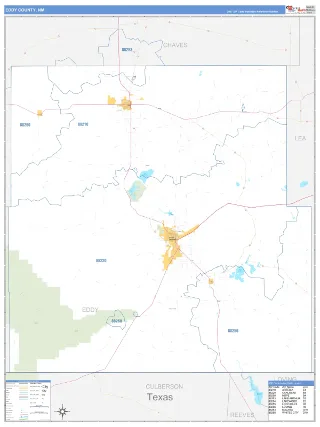 Eddy County, NM Business Reference style ZIP Code wall map