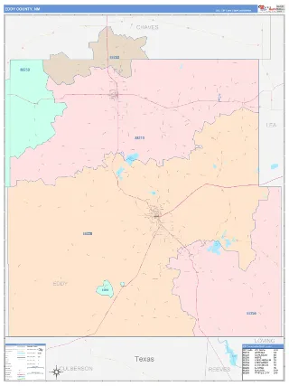 Eddy County, NM ColorCast style ZIP Code wall map