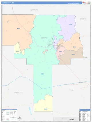 Grant County, NM ColorCast style ZIP Code wall map
