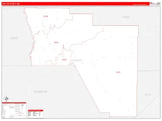 Harding County, NM RedLine style ZIP Code wall map