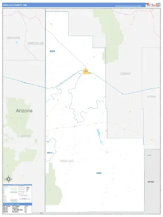 Hidalgo County, NM Business Reference style ZIP Code wall map