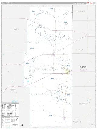 Lea County, NM Classic style ZIP Code wall map
