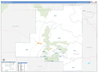 Lincoln County, NM Business Reference style ZIP Code wall map
