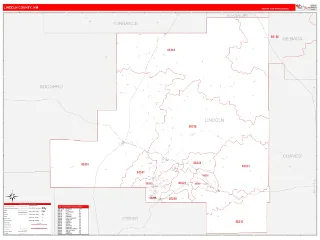 Lincoln County, NM RedLine style ZIP Code wall map