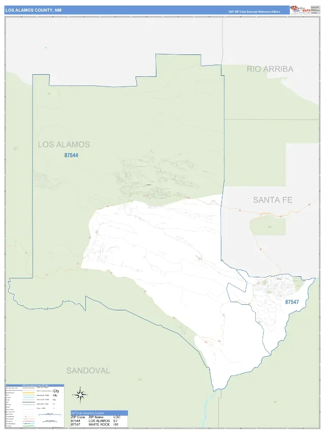 Los Alamos County, NM ZIP Code Wall Map, Business Reference style